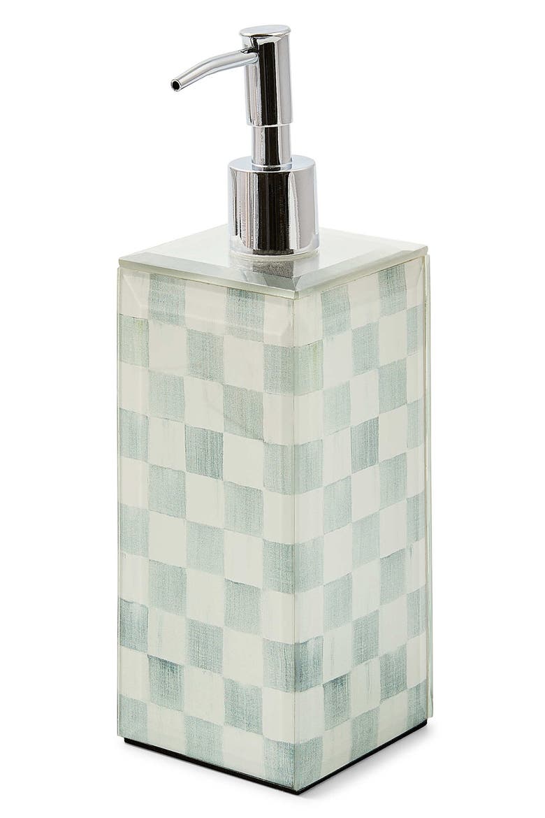 Sterling Check Glass Soap Pump, Main, color, STERLING