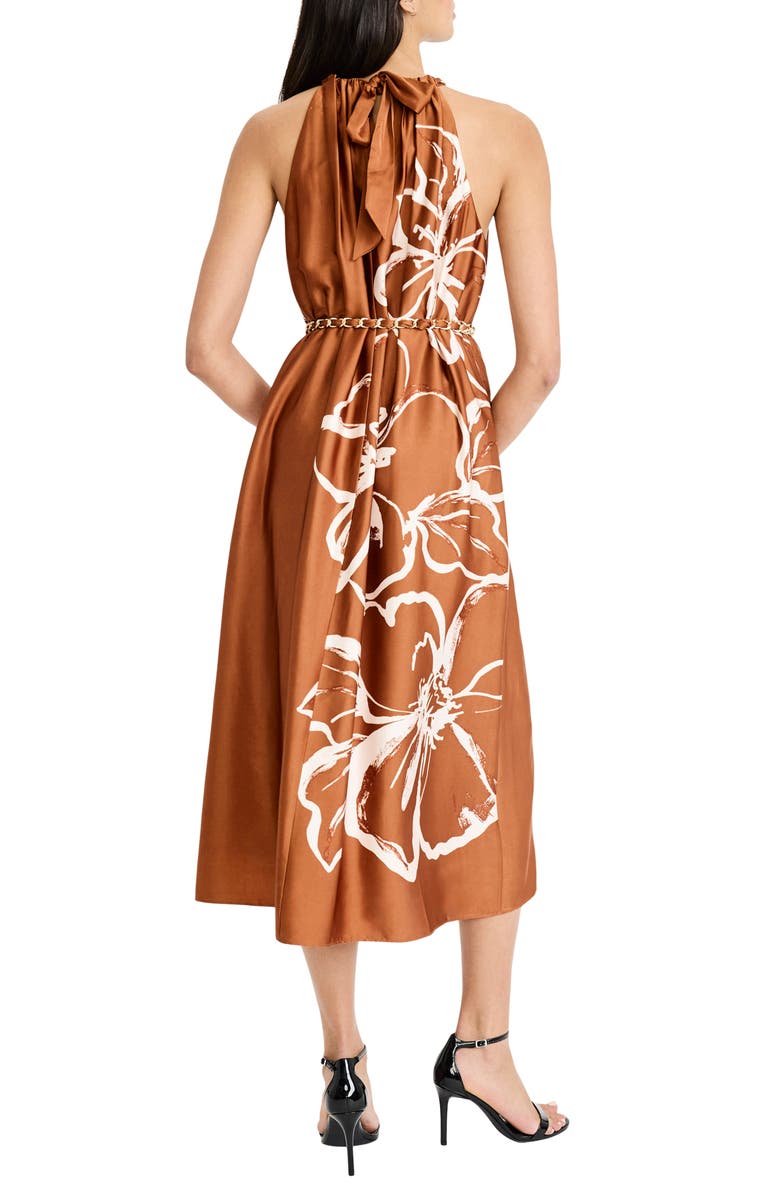 Maggy London Floral Halter Neck Belted Midi Dress, Alternate, color, 