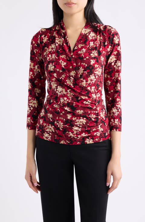 Print Faux Wrap Top