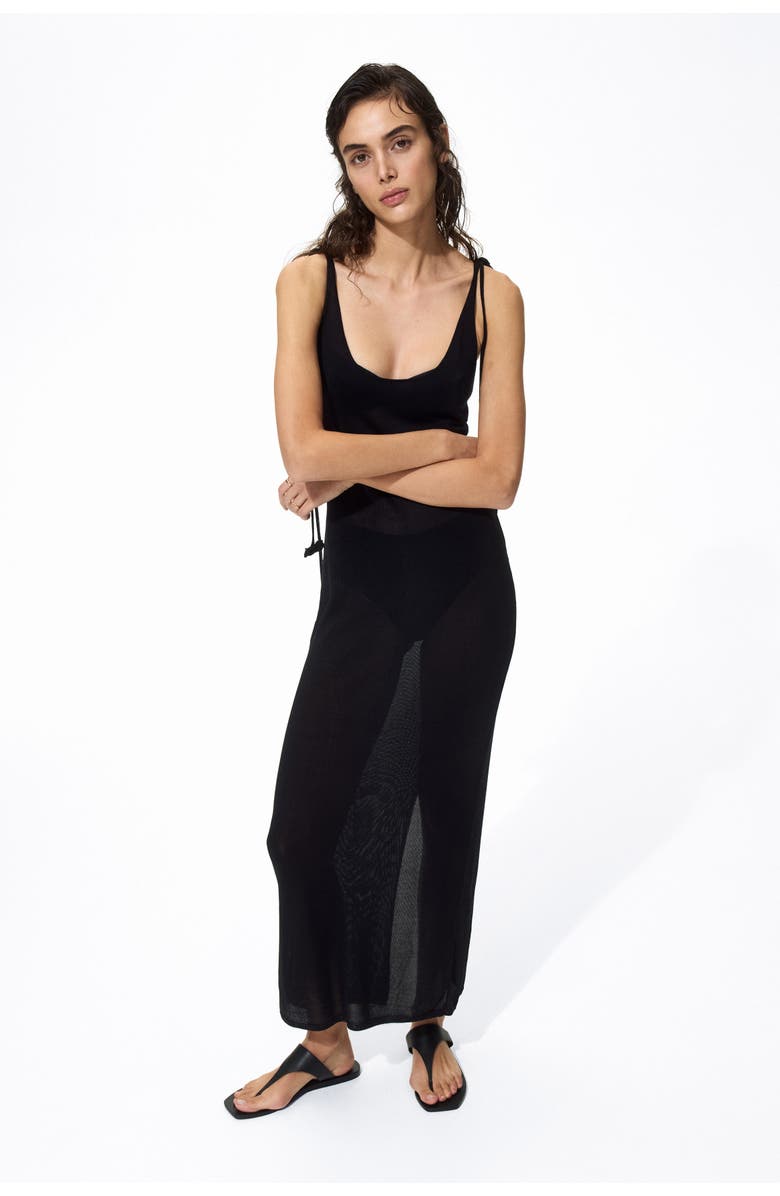 H&M Fine-knit Silk-blend Dress, Alternate, color, Black