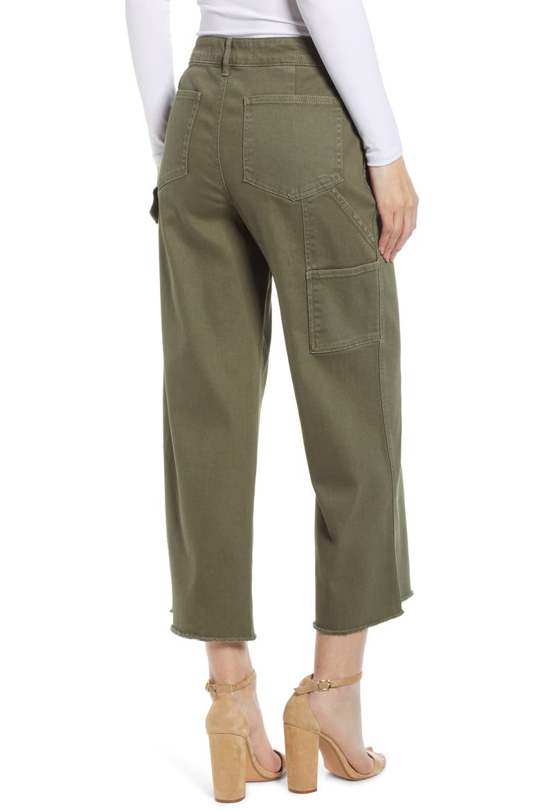 Cargo Wide Leg Crop Jeans, Alternate, color, OLIVE