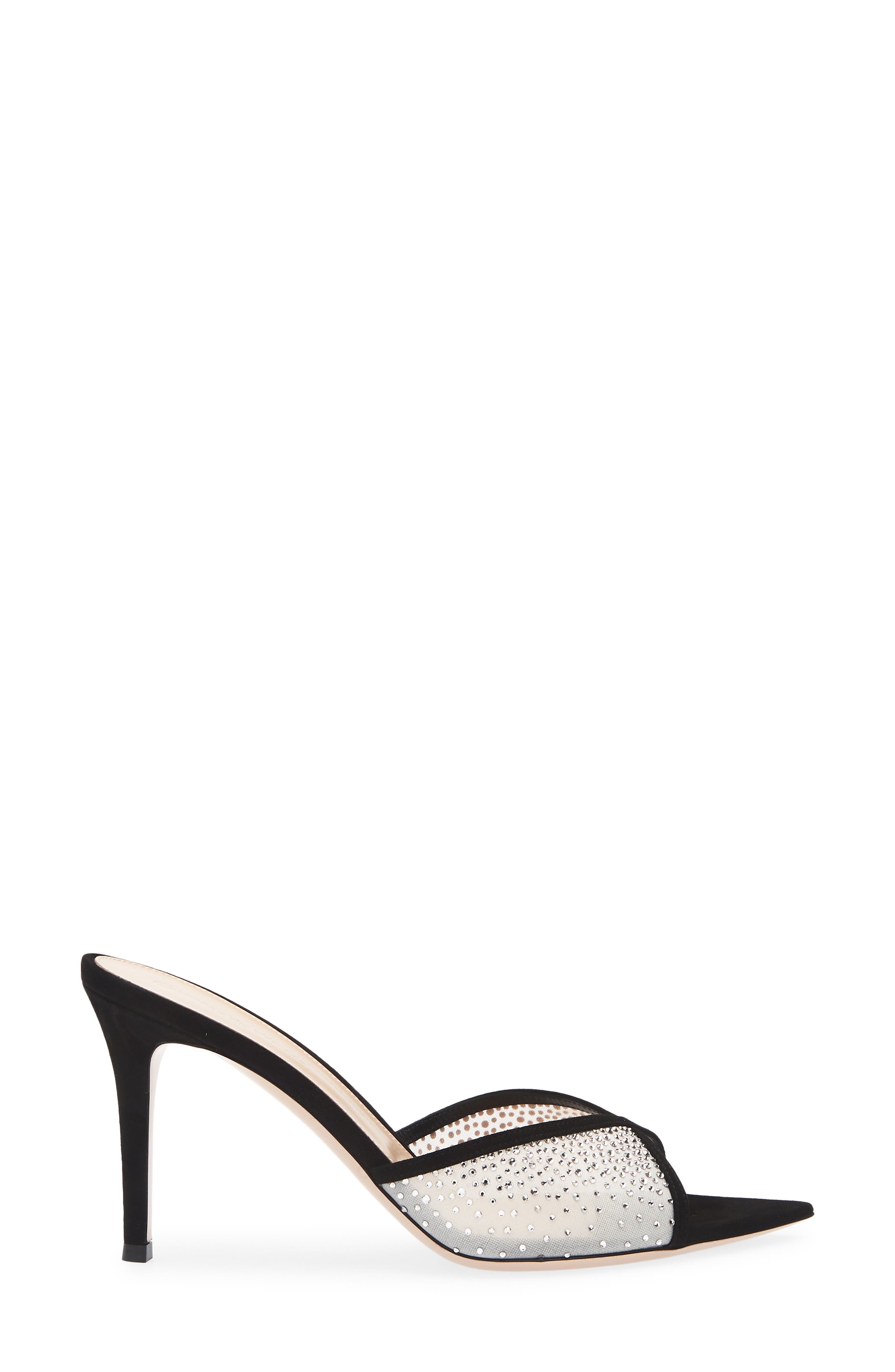 Gianvito Rossi Pointed Toe Slide Sandal, Alternate, color, Black Offwhite