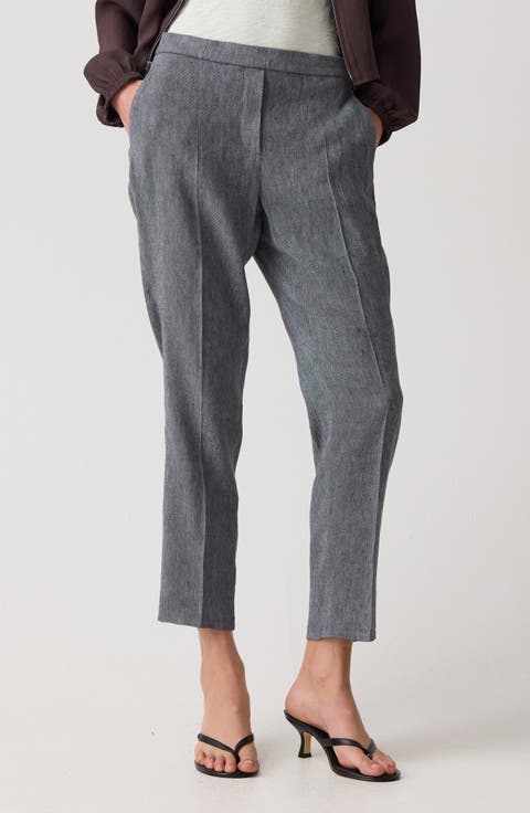 Treeca Linen Blend Pull-On Crop Pants