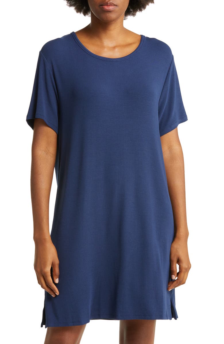 Cozy Earth Rib Knit Nightshirt, Main, color, Navy