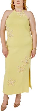 Endless Rose Flower Detail Halter Maxi Dress