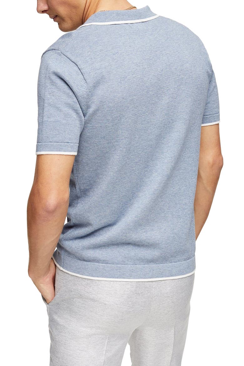 Marl Revere Front Button Sweater, Alternate, color, BLUE