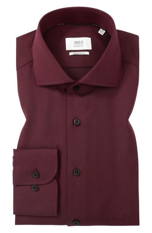 1863 By Eterna Slim Fit Solid Non-iron Cotton Dobby Dress Shirt In Red