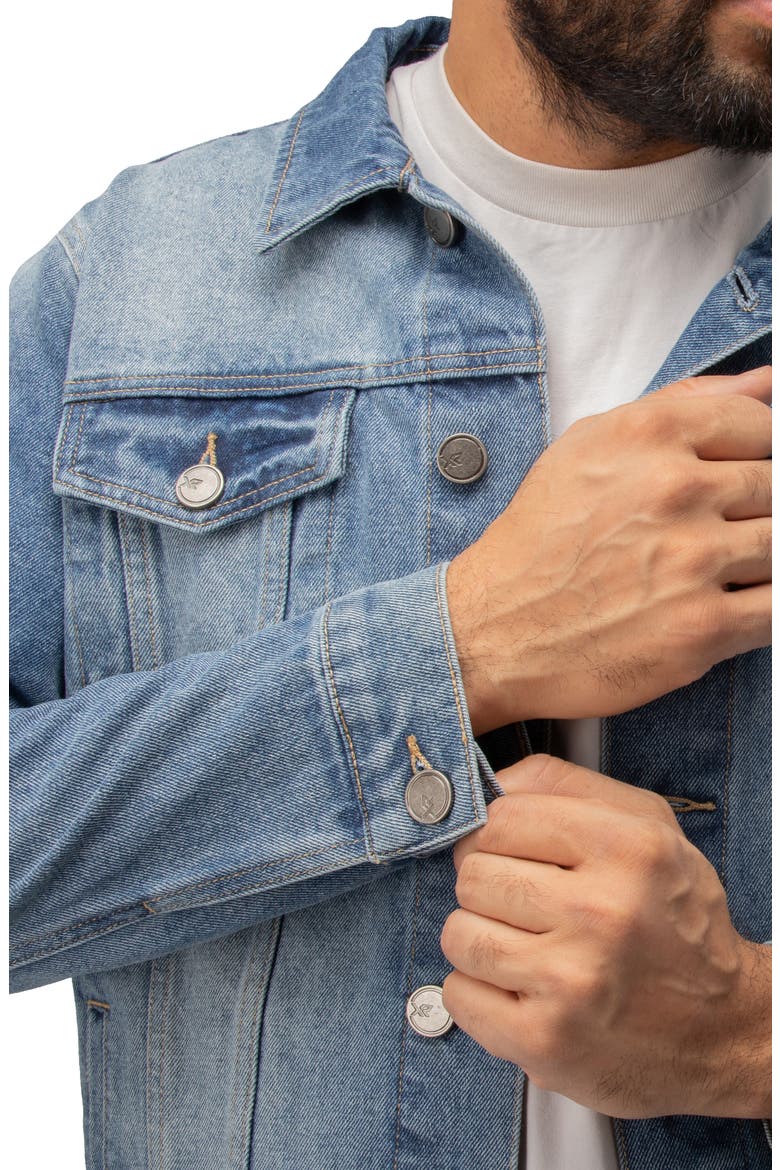 Skull Dollar Sign Patch Denim Jacket, Alternate, color, LIGHT BLUE