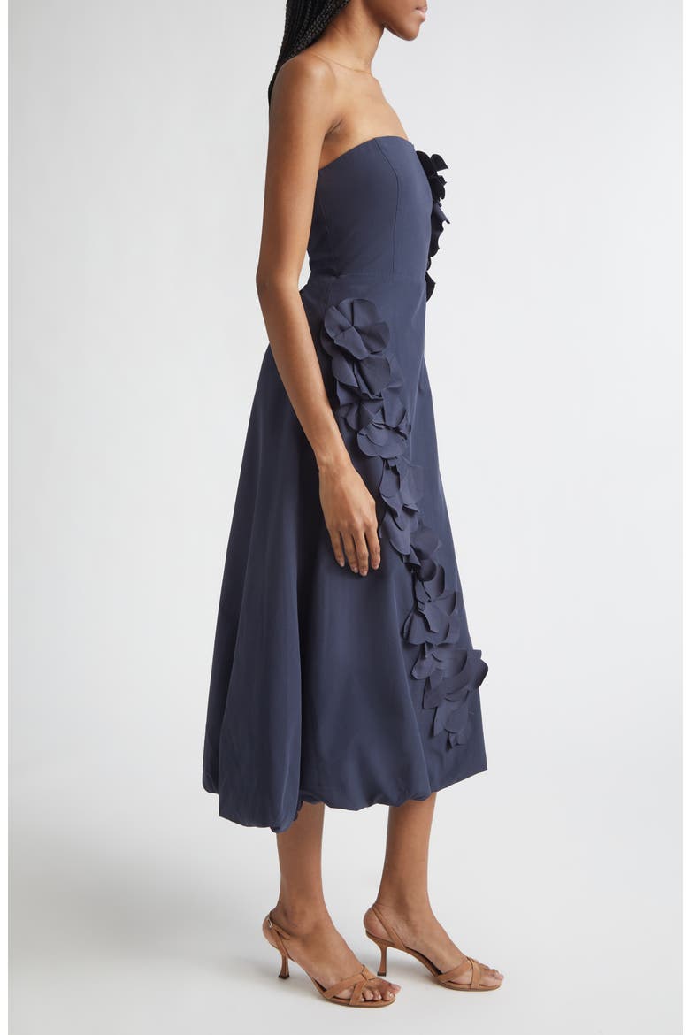 Zaria Floral Strapless Midi Dress, Alternate, color, NAVY