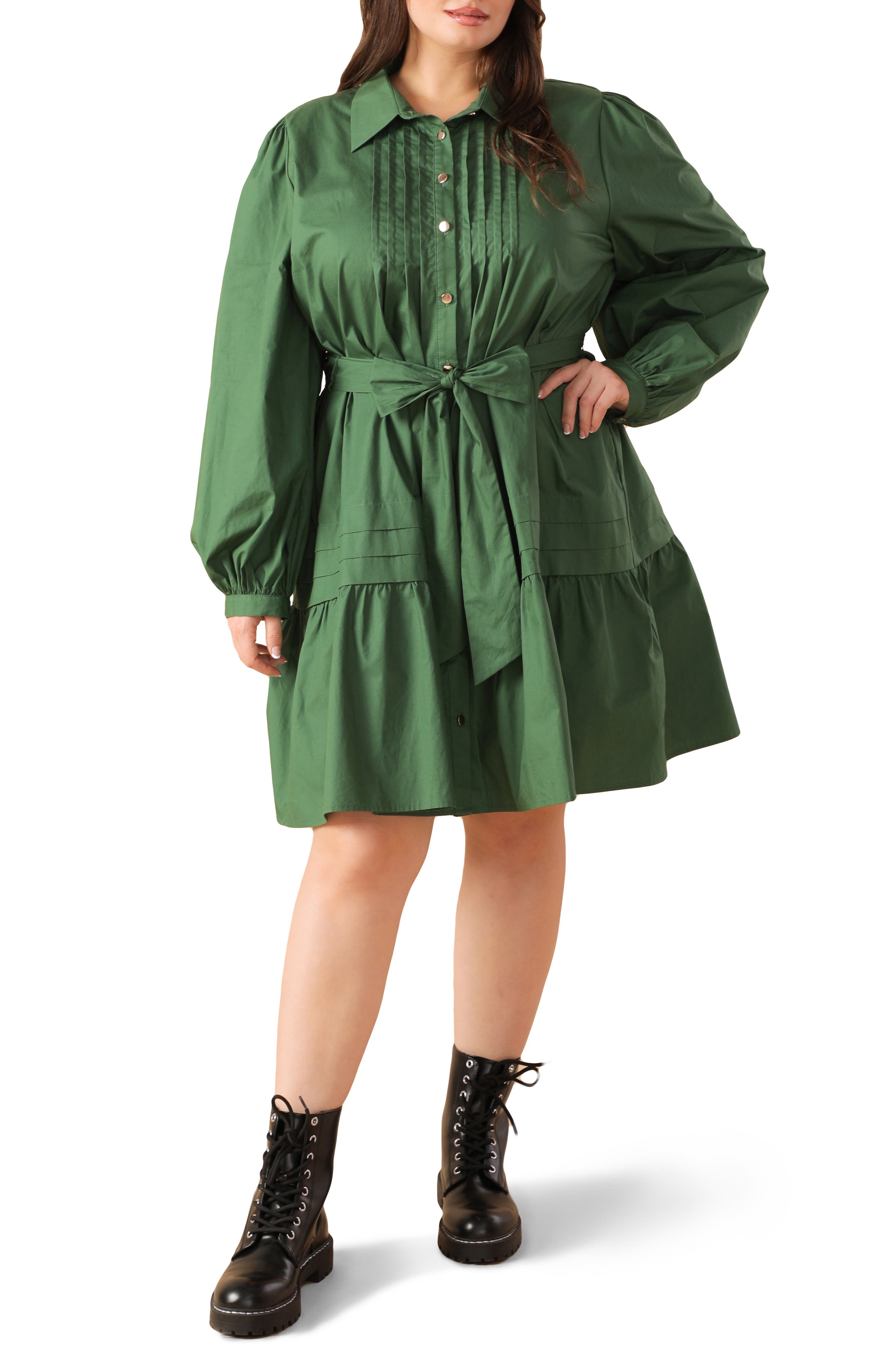 FLYING TOMATO Long Sleeve Shirtdress