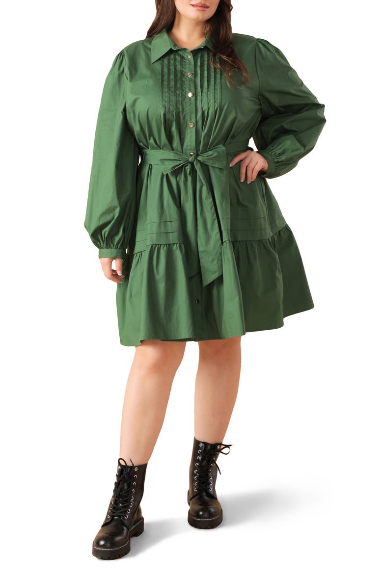 Long Sleeve Shirtdress, Main, color, GREEN
