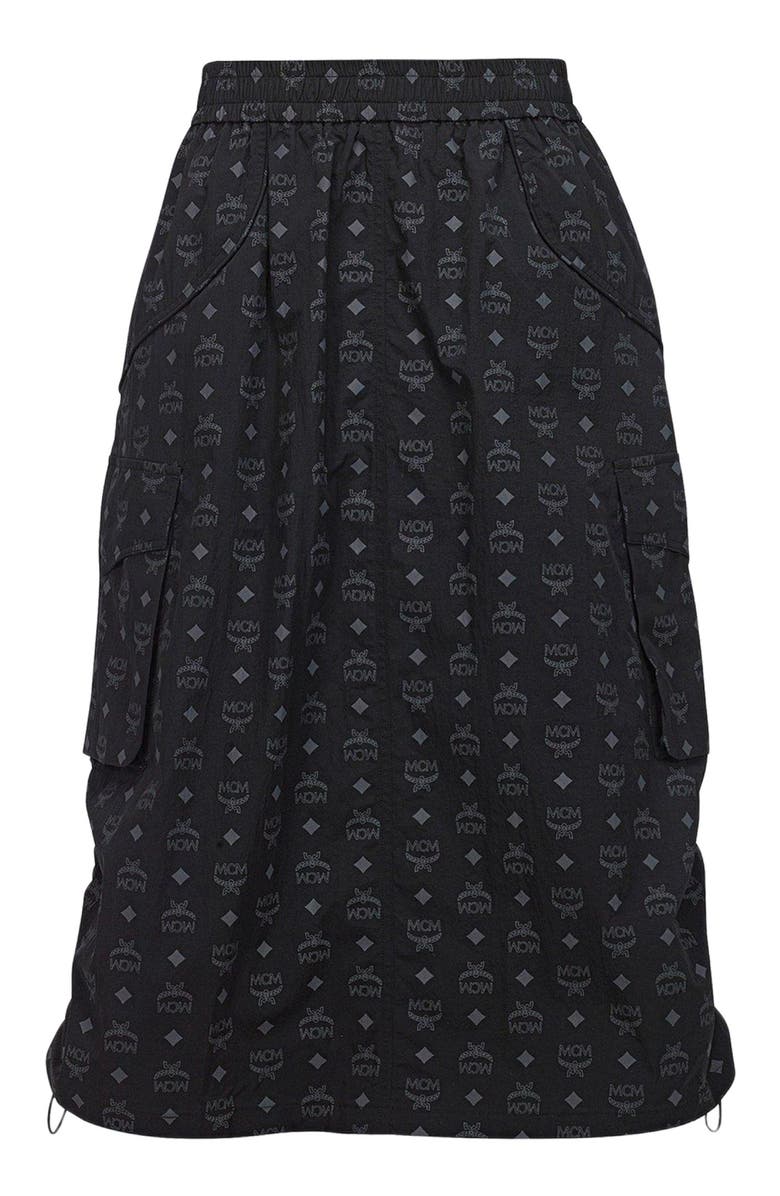 MCM Monogram Midi Skirt in Recycled Nylon, Alternate, color, Black