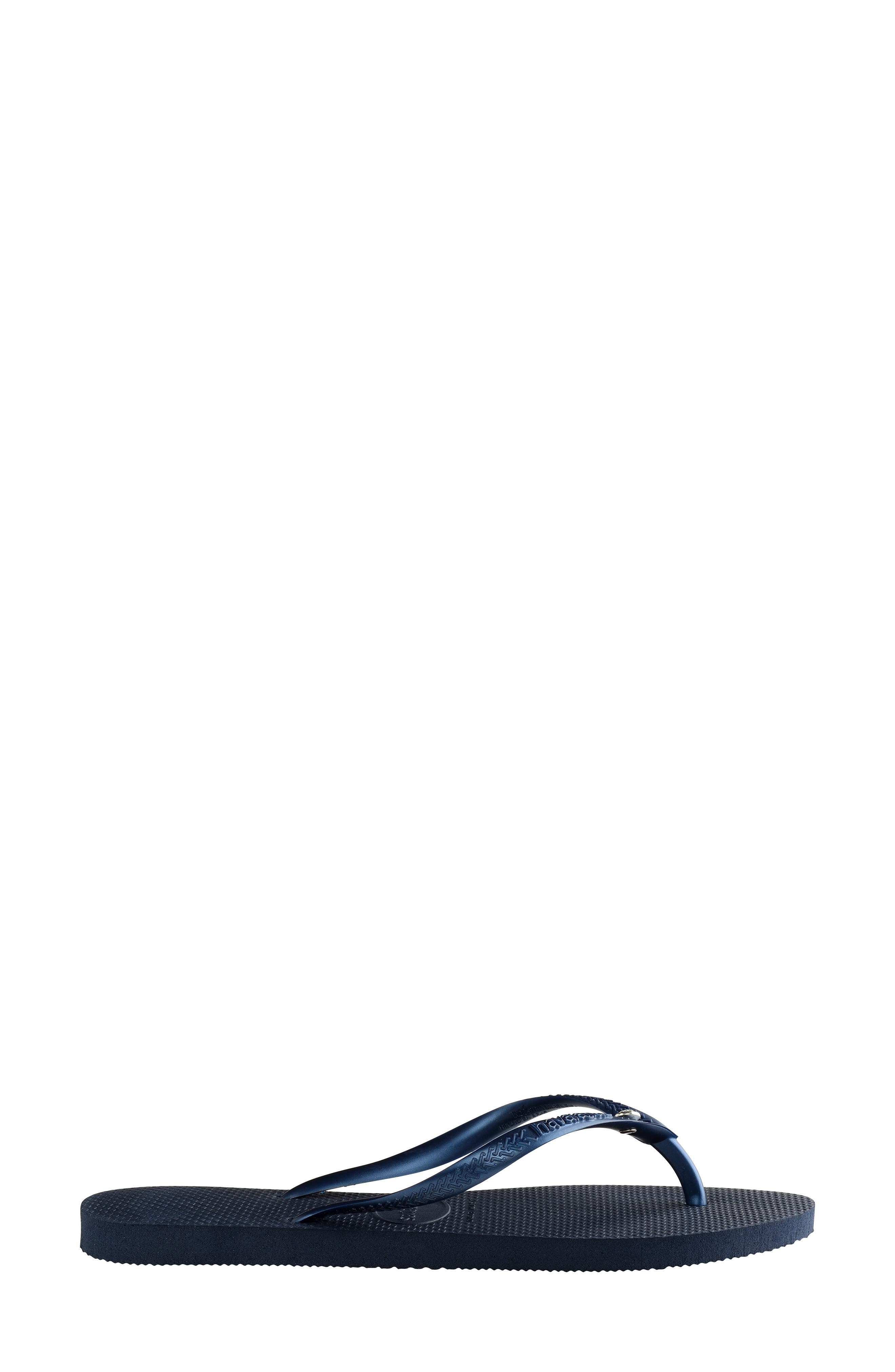 'Slim Crystal Glamour' Flip Flop, Alternate, color, NAVY BLUE