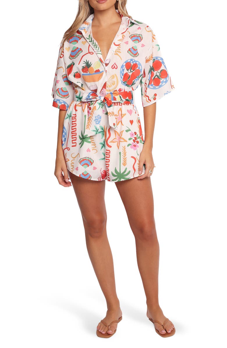 Petal & Pup Kellie Mixed Print Romper, Main, color, Dolce Vita