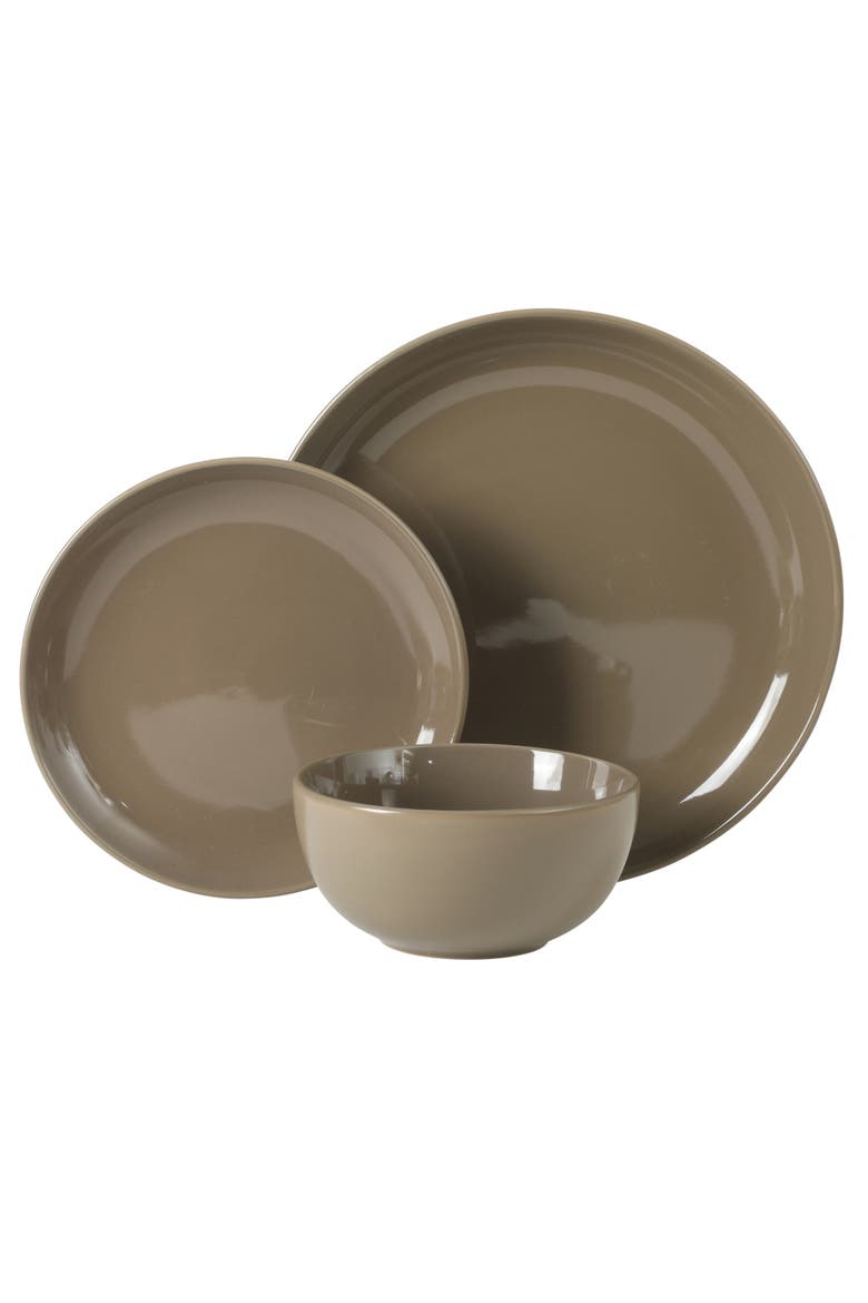 Rockaway 12 Piece Matte Two-Tone Stoneware Dinnerware Set, Service for 4, Alternate, color, Brown