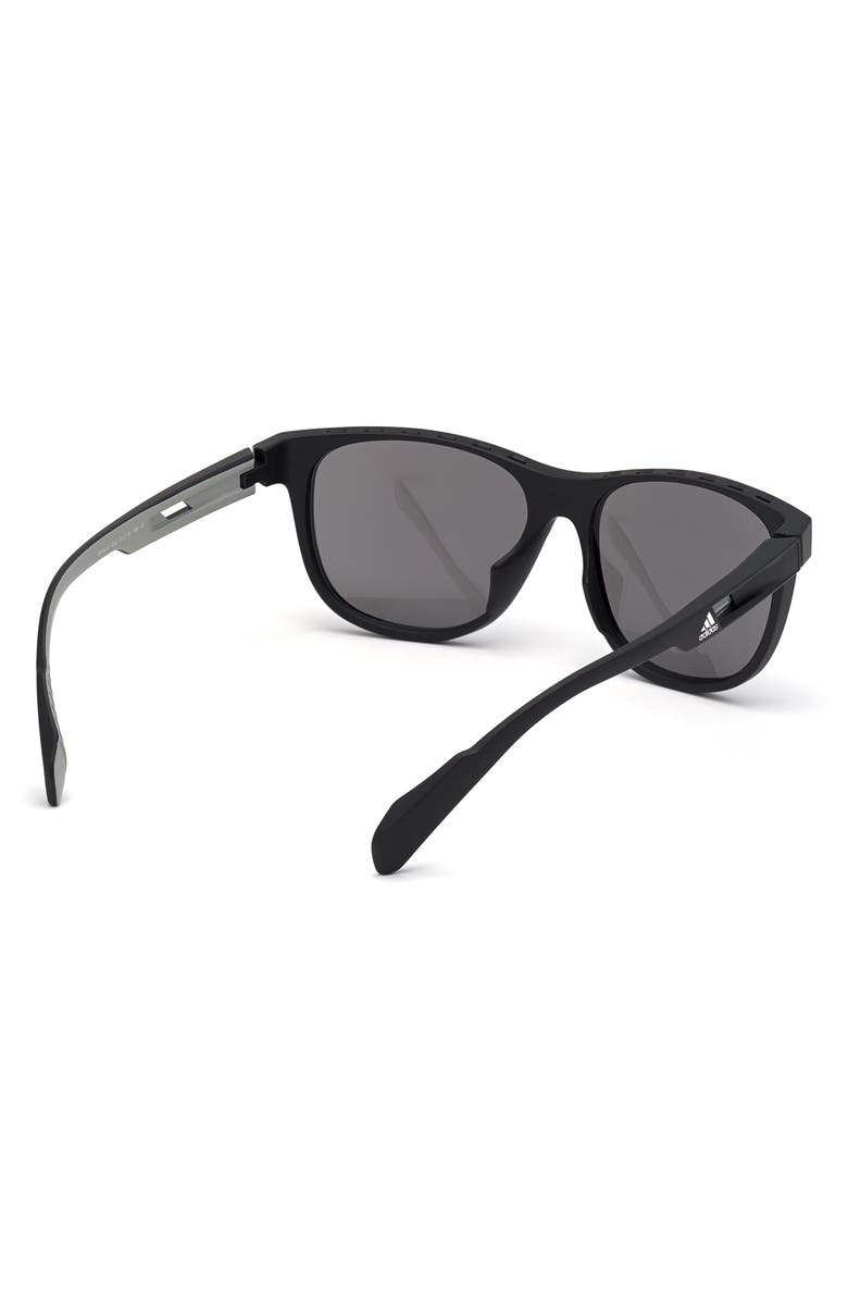 adidas 55mm Round Sunglasses, Alternate, color, Matte Black / Smoke Mirror