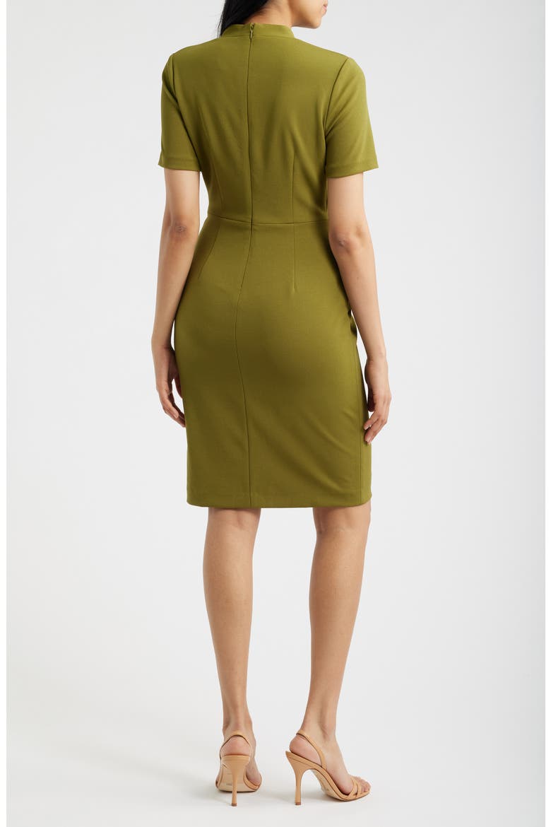Pleated Scuba Crepe Dress, Alternate, color, IVY