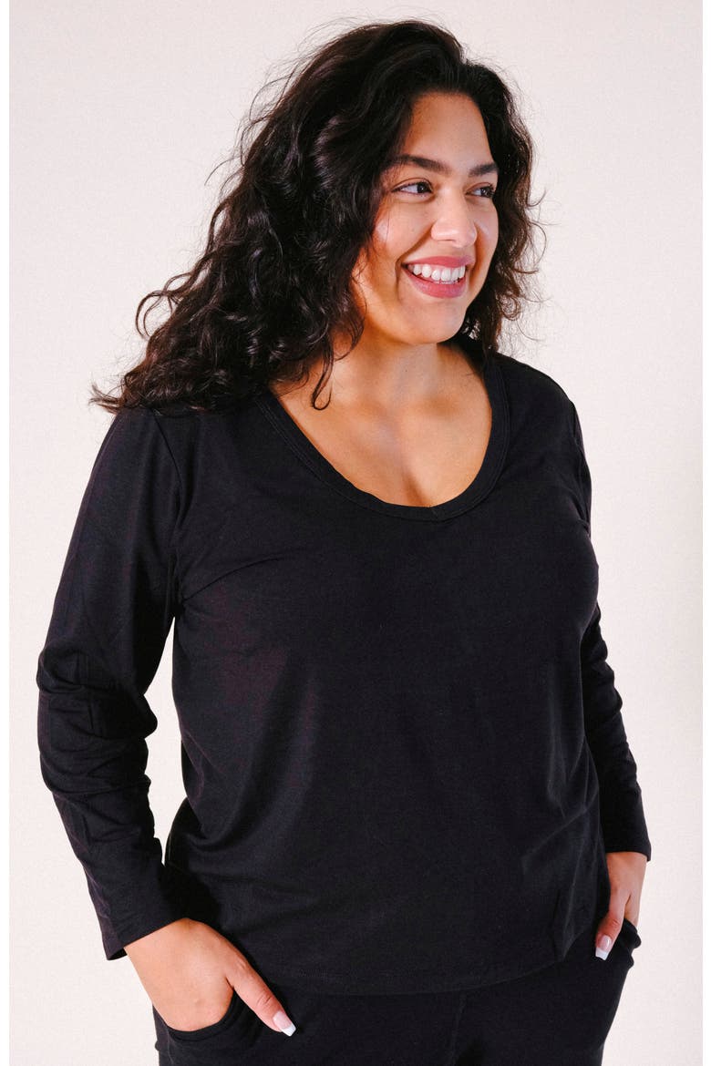 Plus Toni PJ Shirt, Alternate, color, Black