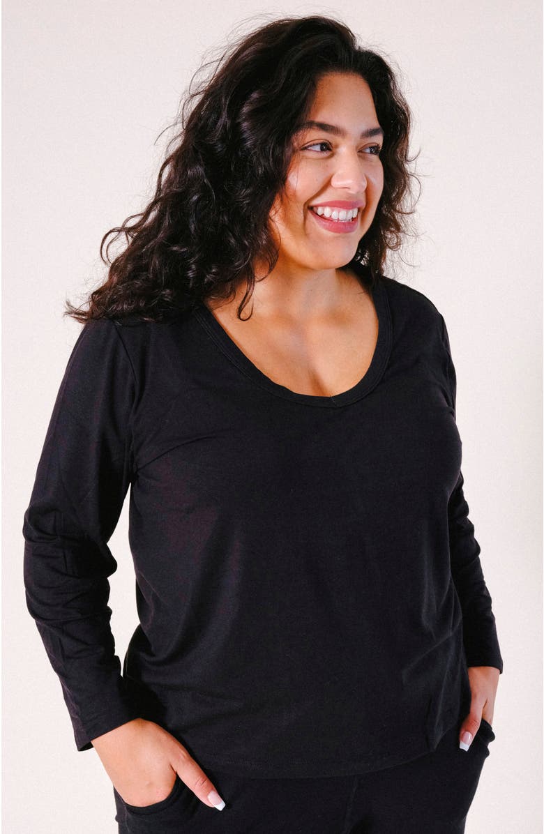 POPLINEN Plus Toni PJ Shirt, Alternate, color, Black