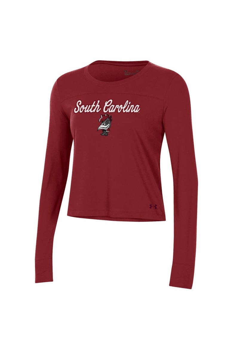Women's Under Armour Garnet South Carolina Gamecocks Vault Cropped Long Sleeve T-Shirt, Alternate, color, Garnet