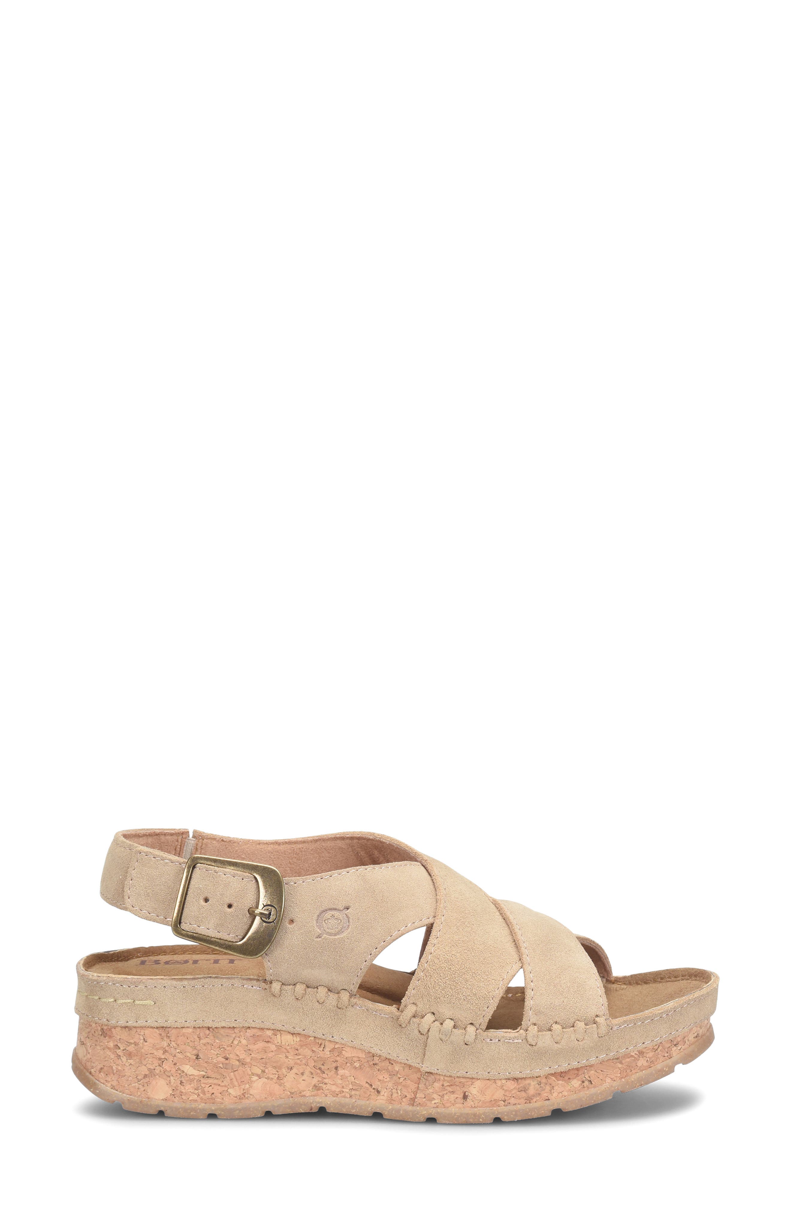 Børn Kavala Wedge Sandal, Alternate, color, Natural Suede