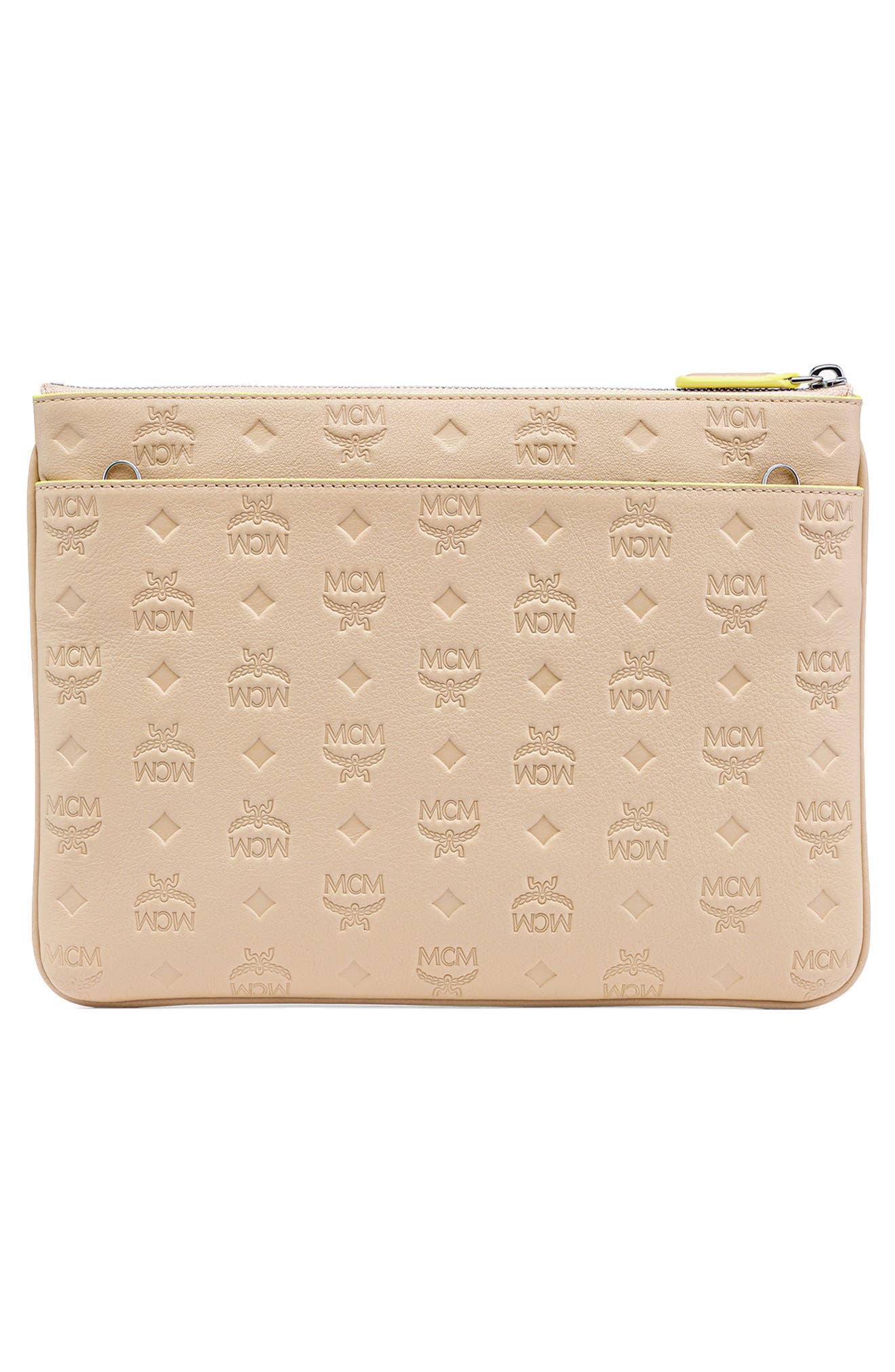 Klara Monogram Leather Crossbody Pouch, Alternate, color, CROISSANT