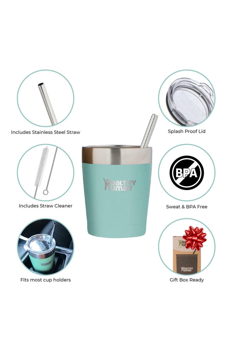Healthy Human Stainless Steel Tumbler with Straw Splash, Alternate, color, Green