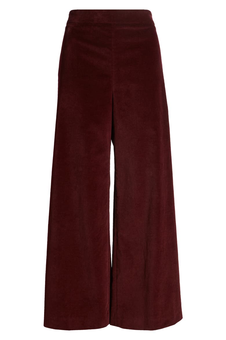 Velvet Crop Wide Leg Pants, Alternate, color, WINE