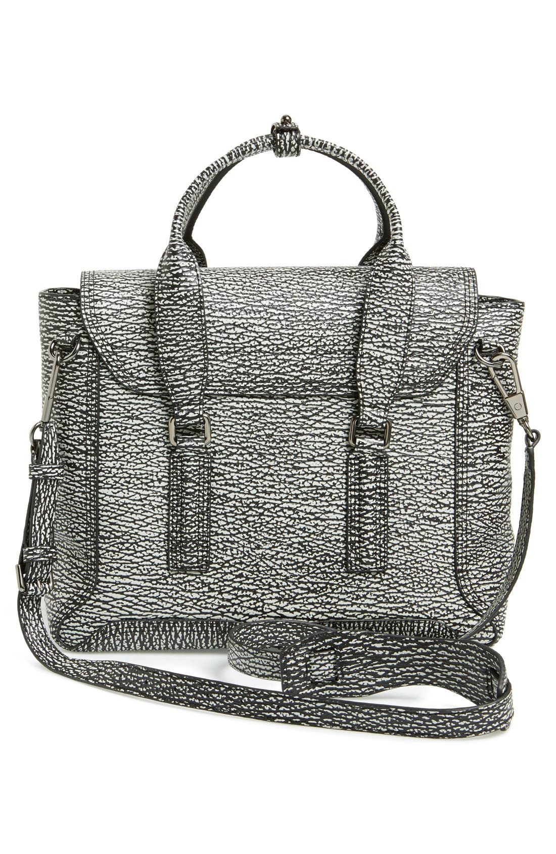 'Medium Pashli' Leather Satchel, Alternate, color, BLACK CREAM/ GUNMETAL