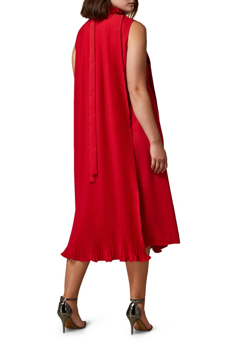 Pleated Sleeveless Ruffle Midi Dress, Alternate, color, RED