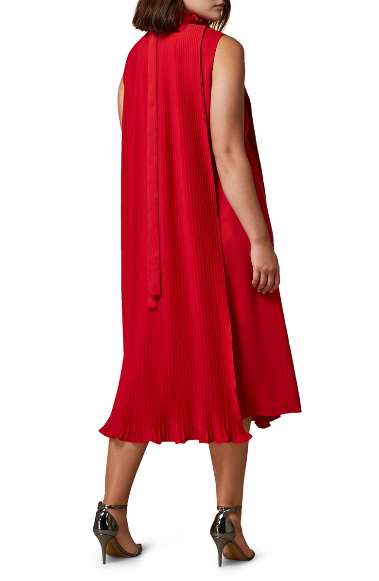 Marina Rinaldi Pleated Sleeveless Ruffle Midi Dress, Alternate, color,