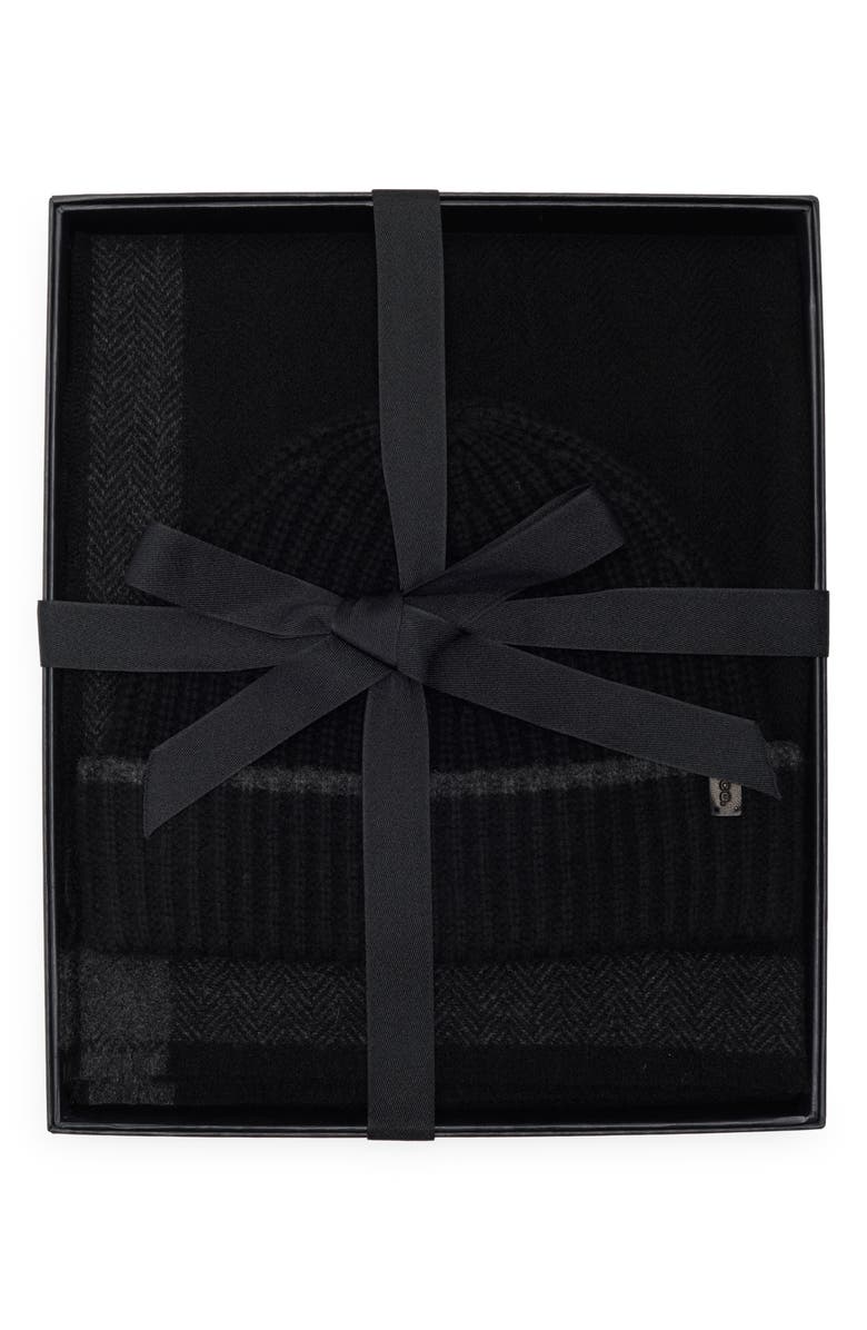 Vince Wool & Cashmere Beanie & Scarf Set, Main, color, Black/ Grey