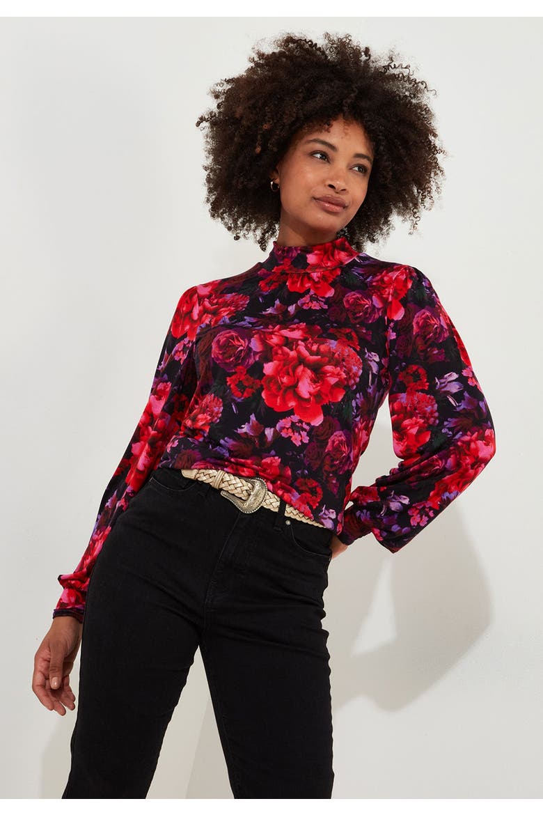 Stretch Knit Mockneck, Main, color, ROMANTIC FLORAL