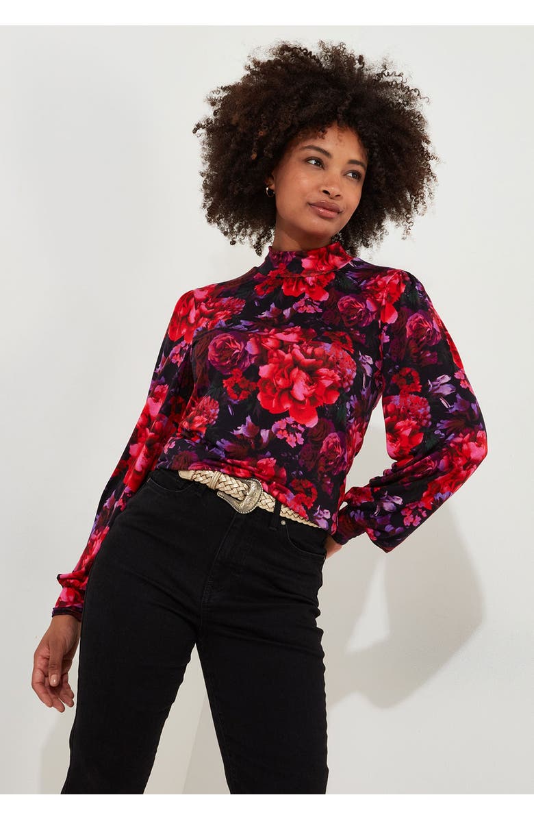 Joe Browns Stretch Knit Mockneck, Main, color, Romantic Floral