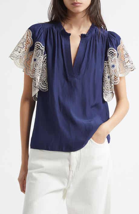 Ramy Brook Esti Embroidered Sleeve Top