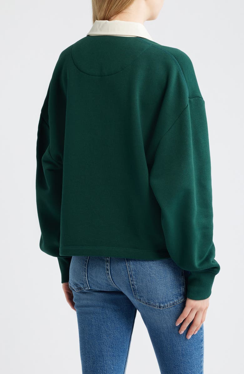 rag & bone Vintage Terry Polo Sweatshirt, Alternate, color, Forest