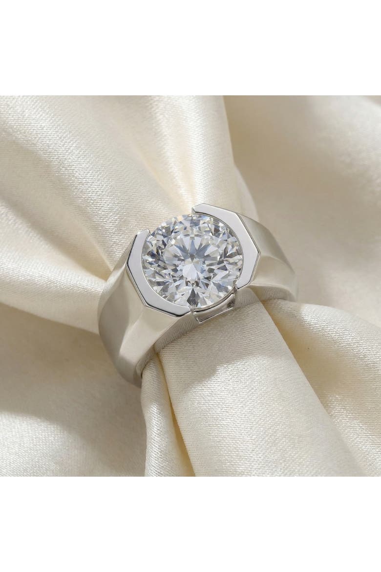 Certified 5 Ct Elon Signature Men's Bezel Diamond Ring Lab Grown, Alternate, color, 14k White Gold