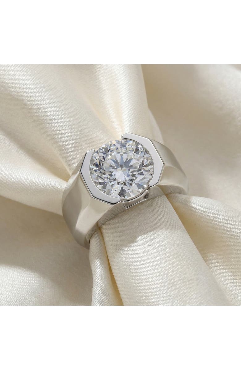 Bliss Diamond Certified 5 Ct Elon Signature Men's Bezel Diamond Ring 14k Gold or Pt Lab Grown, Alternate, color, 14K White Gold