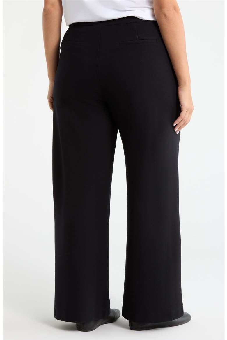 High Waist Wide Leg Ponte Knit Pants(Plus), Alternate, color, BLACK