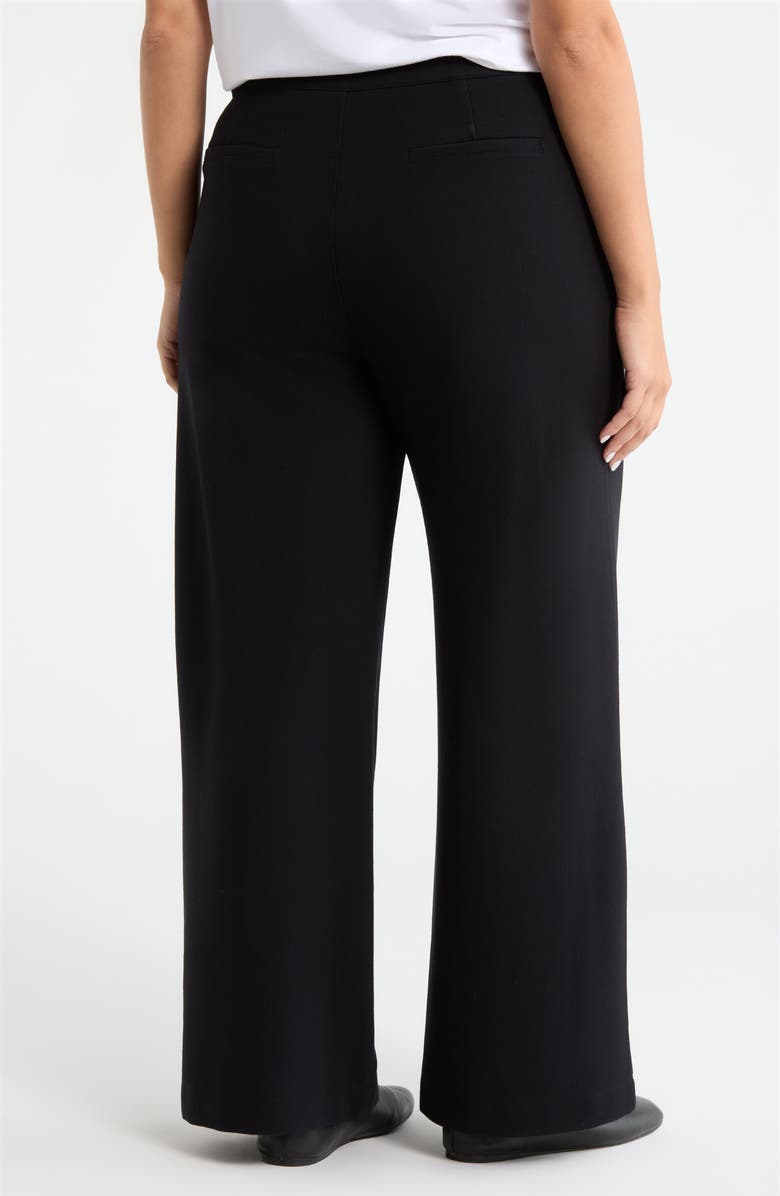 Caslon<sup>®</sup> High Waist Wide Leg Ponte Knit Pants, Alternate, color, Black