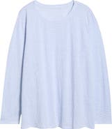 Eileen Fisher Stripe Long Sleeve Organic Linen T-Shirt