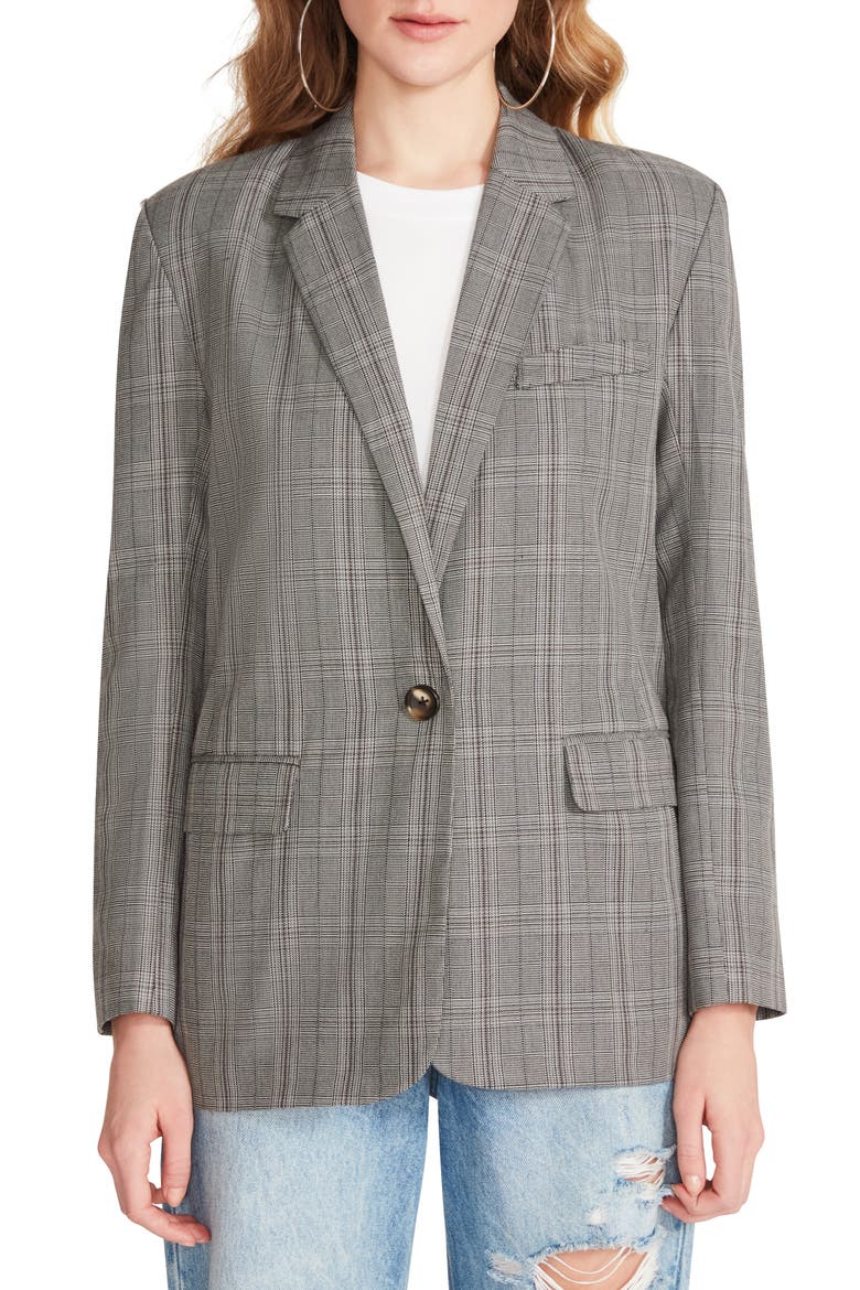 The Big Business Plaid Blazer, Alternate, color, BLACK AND WHITE PLAID