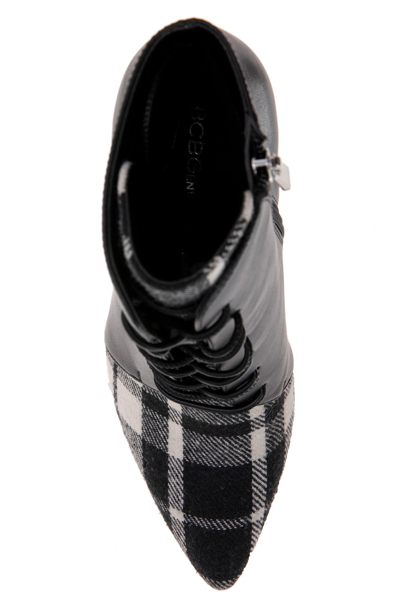 Haxah Ankle Bootie, Alternate, color, BLACK/ IVORY PLAID
