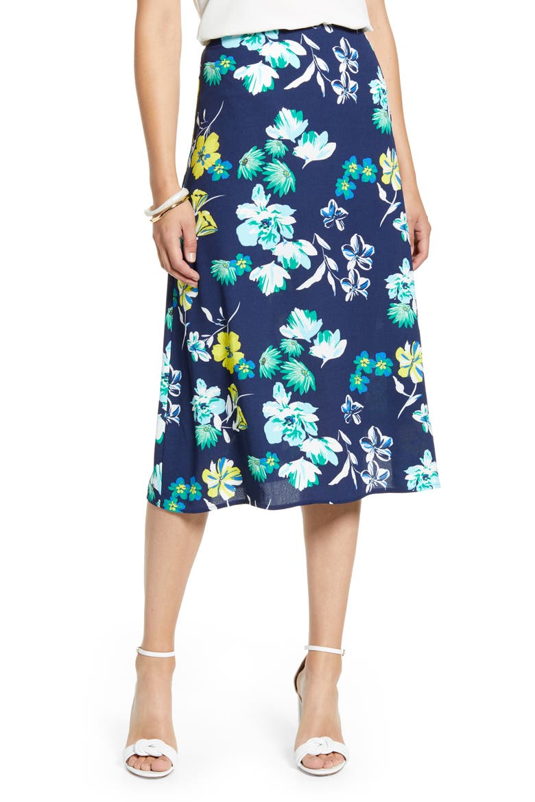 Midi Skirt, Main, color, NAVY FLORAL