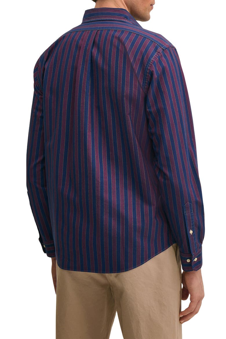 Friday Stripe Cotton Oxford Cloth Button-Down Shirt, Alternate, color, BURGUNDY STRIPE