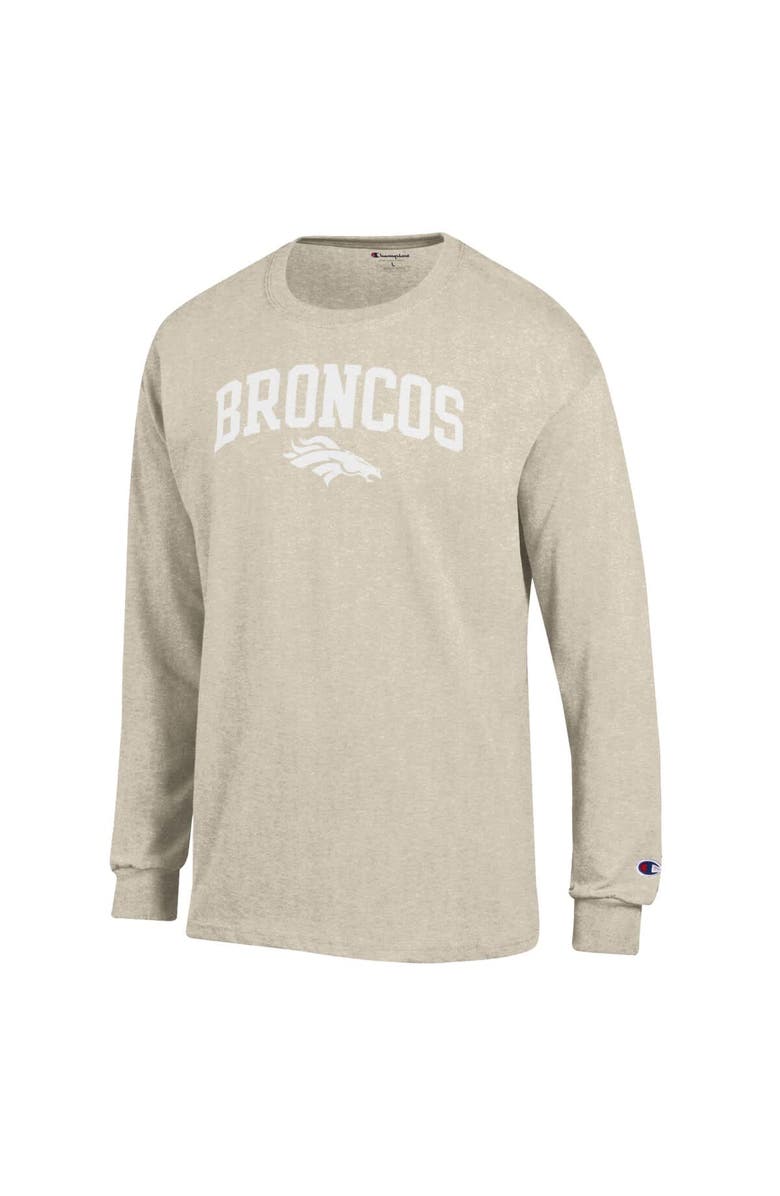 Champion Men's Champion  Heather Oatmeal Denver Broncos White Ink Jersey Long Sleeve T-Shirt, Alternate, color, Oatmeal