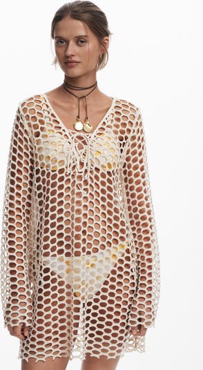 Long Sleeve Sheer Cover-Up Dress