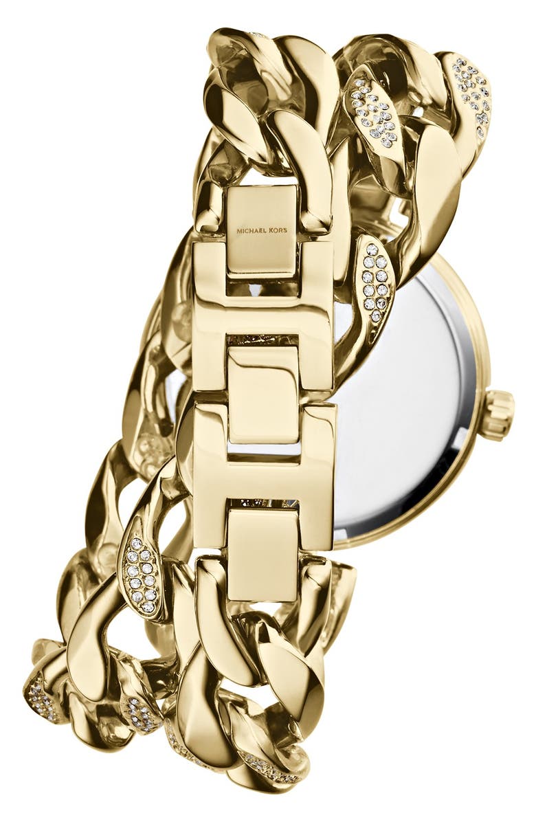 MICHAEL Michael Kors Michael Kors 'Ellie' Pavé Wrap Chain Link Watch, 38mm, Alternate, color,