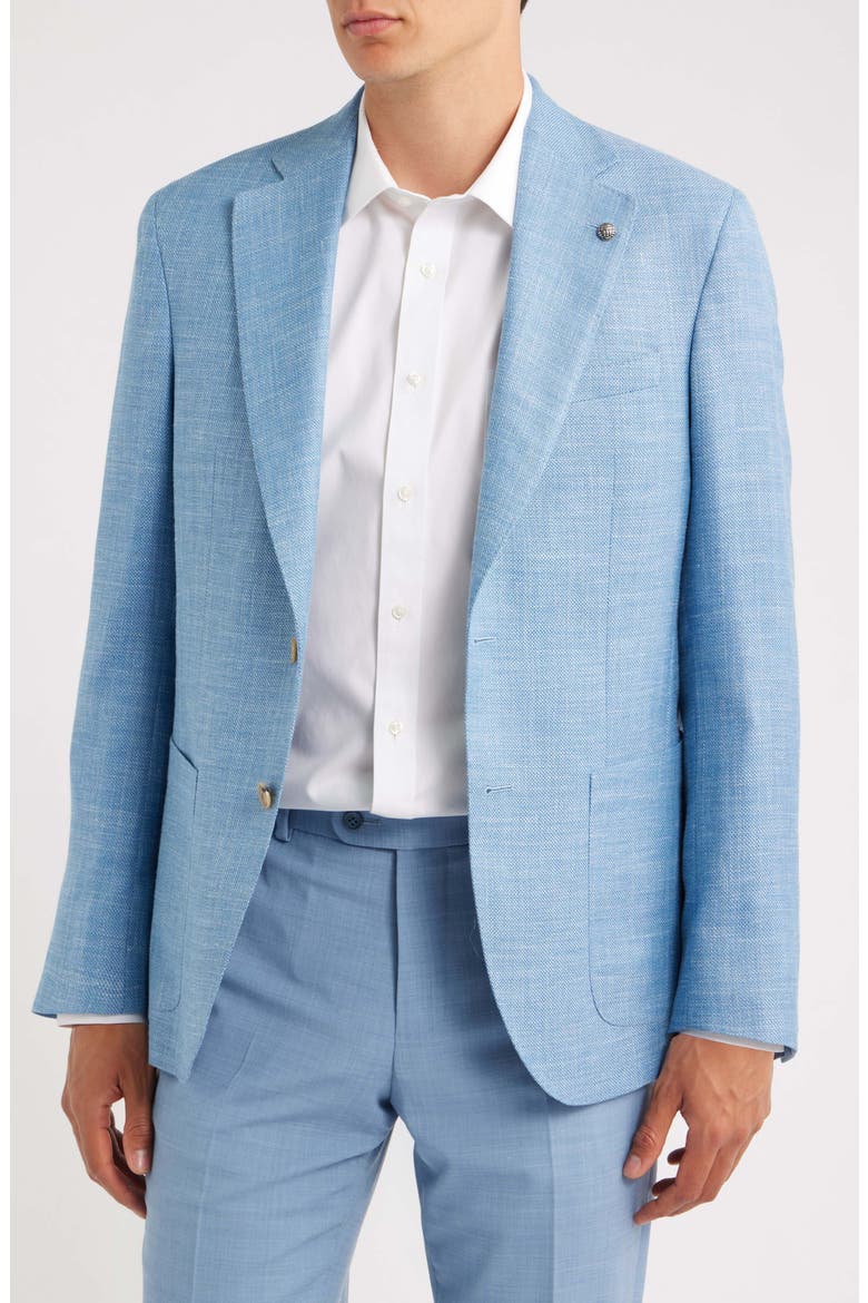 250th Capsule Myles Unconstructed Light Blue Slub Wool & Silk Blend Sport Coat, Main, color, LIGHT BLUE