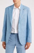 Jack Victor 250th Capsule Myles Unconstructed Light Blue Slub Wool & Silk Blend Sport Coat